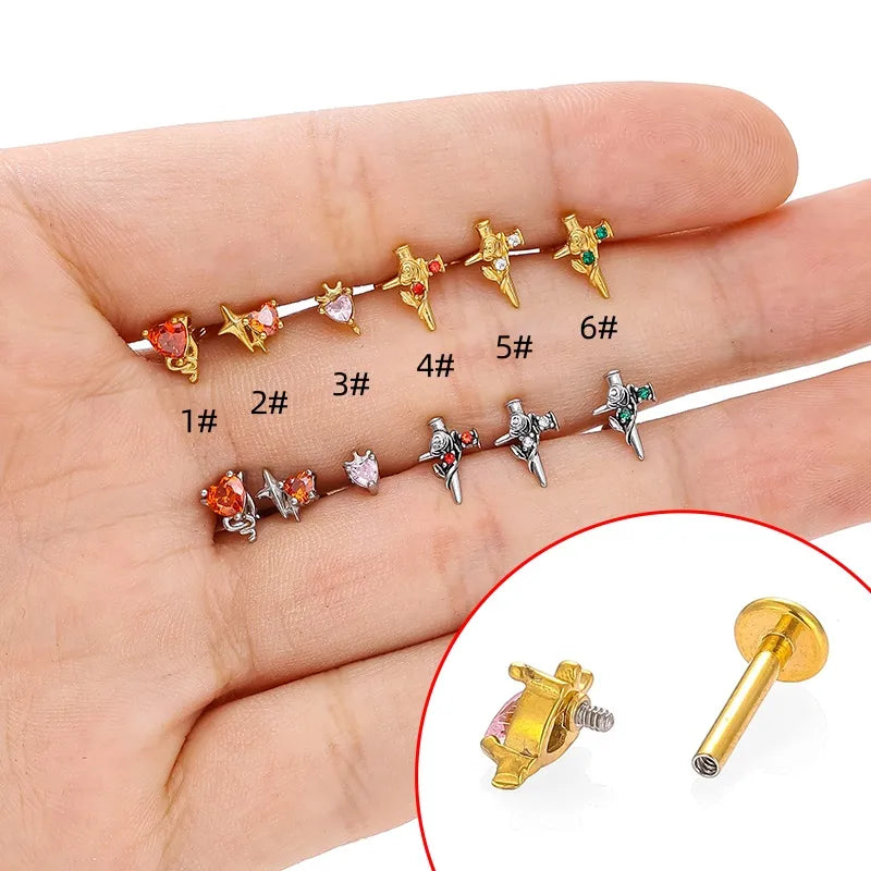 Elevate Your Style with the 1Pcs 316L Stainless Steel Heart Lip Stud Earring