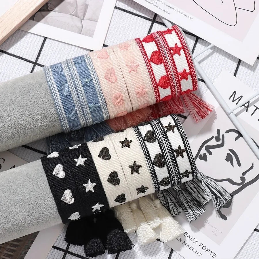 Elevate Your Style with the Hand Embroidered Star Heart Beads Bracelet