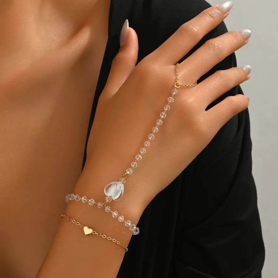 Elegant Rose Gold Plated Alloy Heart Pendant Bracelet for Women