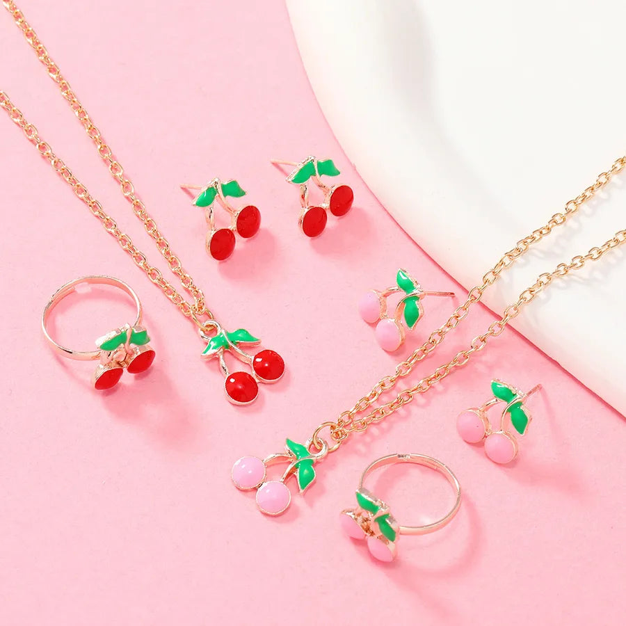 Elevate Your Style with the Fashionable Cherry Necklace and Earring Set