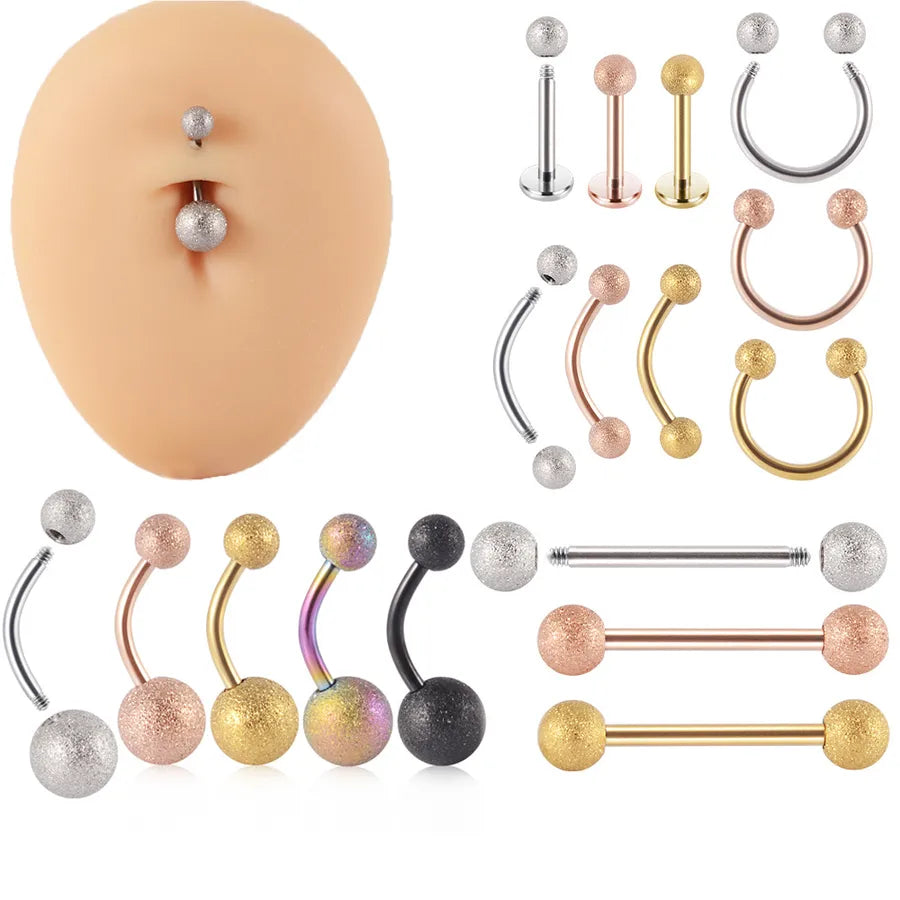 Elevate Your Style with Our Matte Finish Stainless Steel Round Ball Horse Hoof Barbell Lip Stud Belly Button Ring