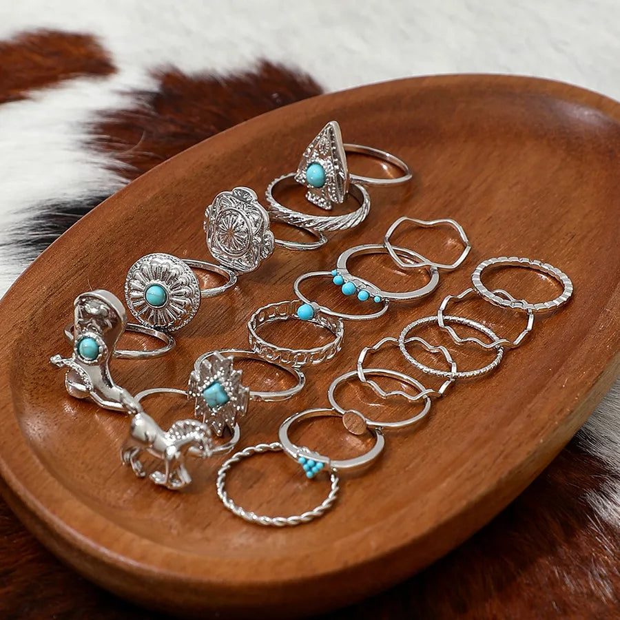 Discover Elegance with Our Women's Turquoise Imitation Ring Set