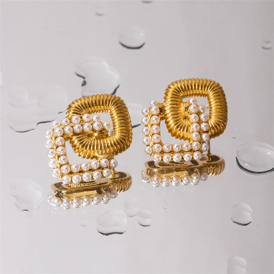 Elevate Your Style with IG Style Elegant Rhombus Inlay Earrings