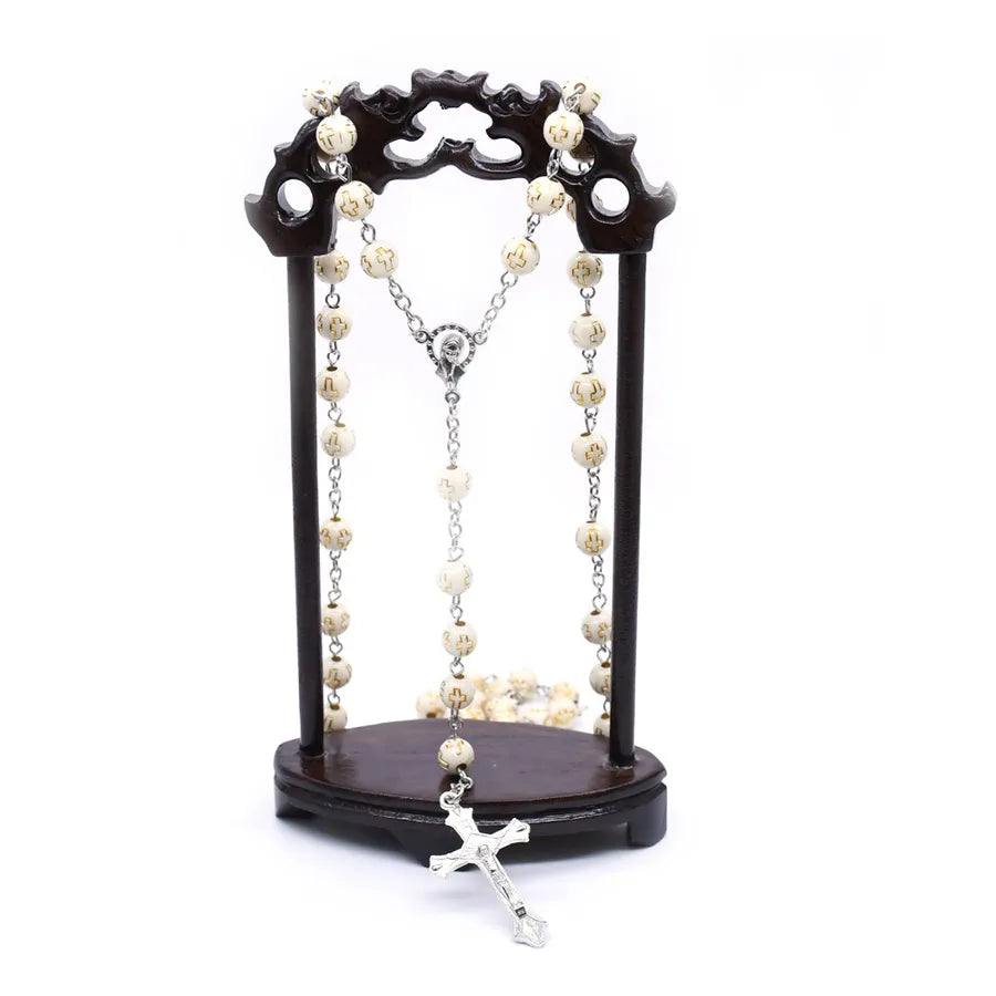 Elevate Your Style with the 8mm Cross Bead Prayer Necklace