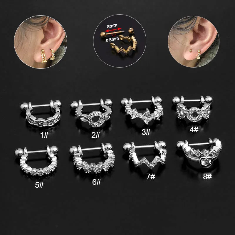 Fashionable Stainless Steel Earring Clips with Embedded Zirconia: A Perfect Gift for Women