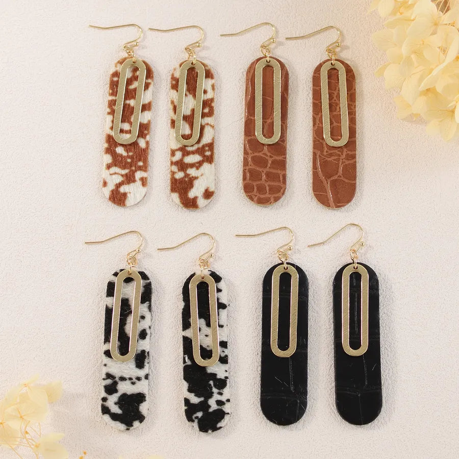 Discover the Elegance of Fashionable Alloy Horse Hair Crocodile Skin Western Style Earrings