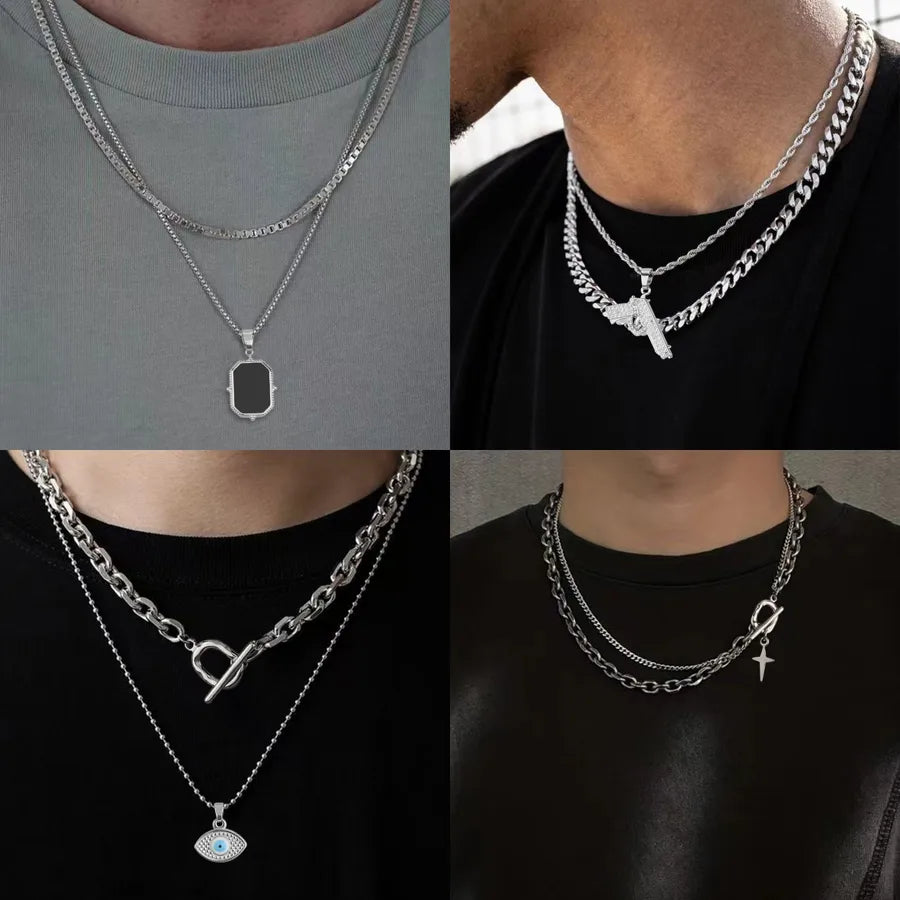 Elevate Your Style with the Men's Double Layer Pendant Necklace