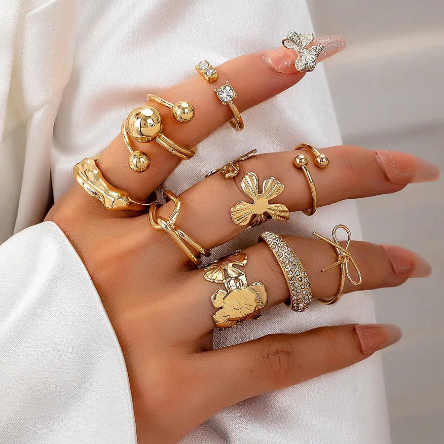 Elevate Your Style with Our Daily Wear Butterfly Knot Flower Design Stackable Rings Set