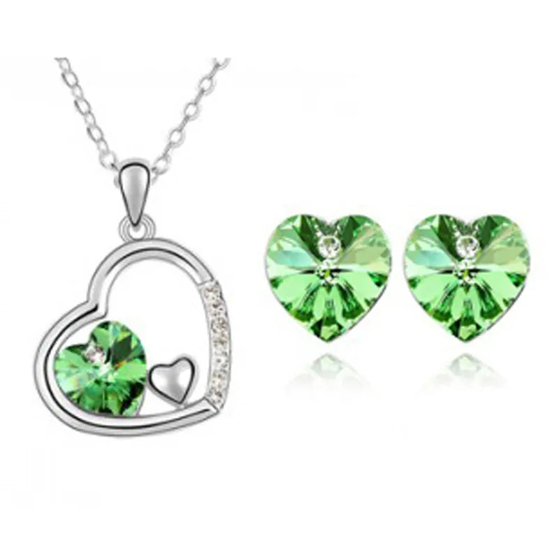 Discover the Allure of Alloy Inlaid Crystal Heart Jewelry Sets