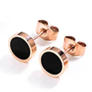 Elevate Your Style with Women's Titanium Steel Black Small Circle Stud Earrings
