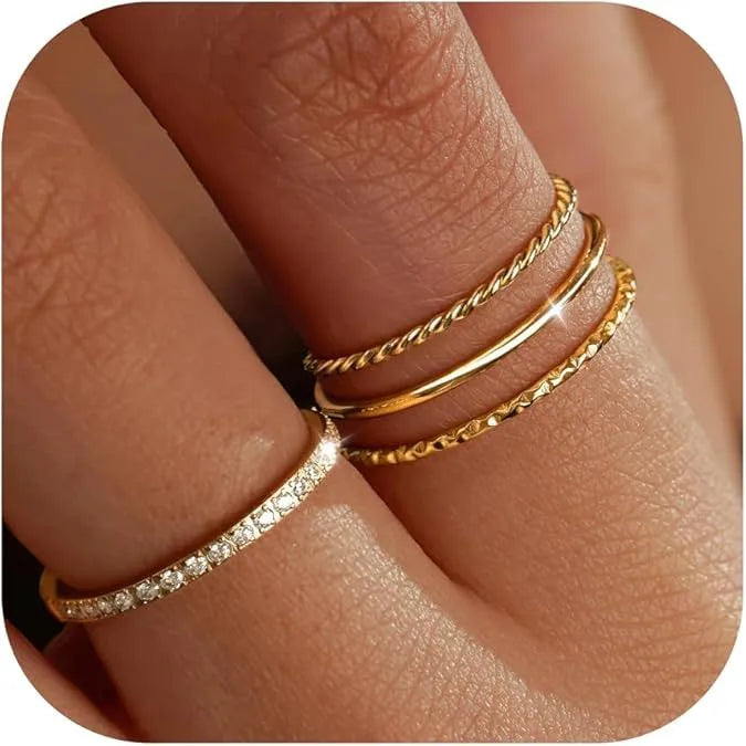 Elevate Your Style with the Four Layer Diamond Twisted Net Surface Ring