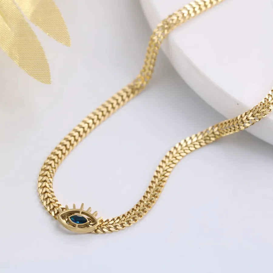 Elevate Your Style with the Fashionable Stainless Steel Eye Necklace Jewelry Set