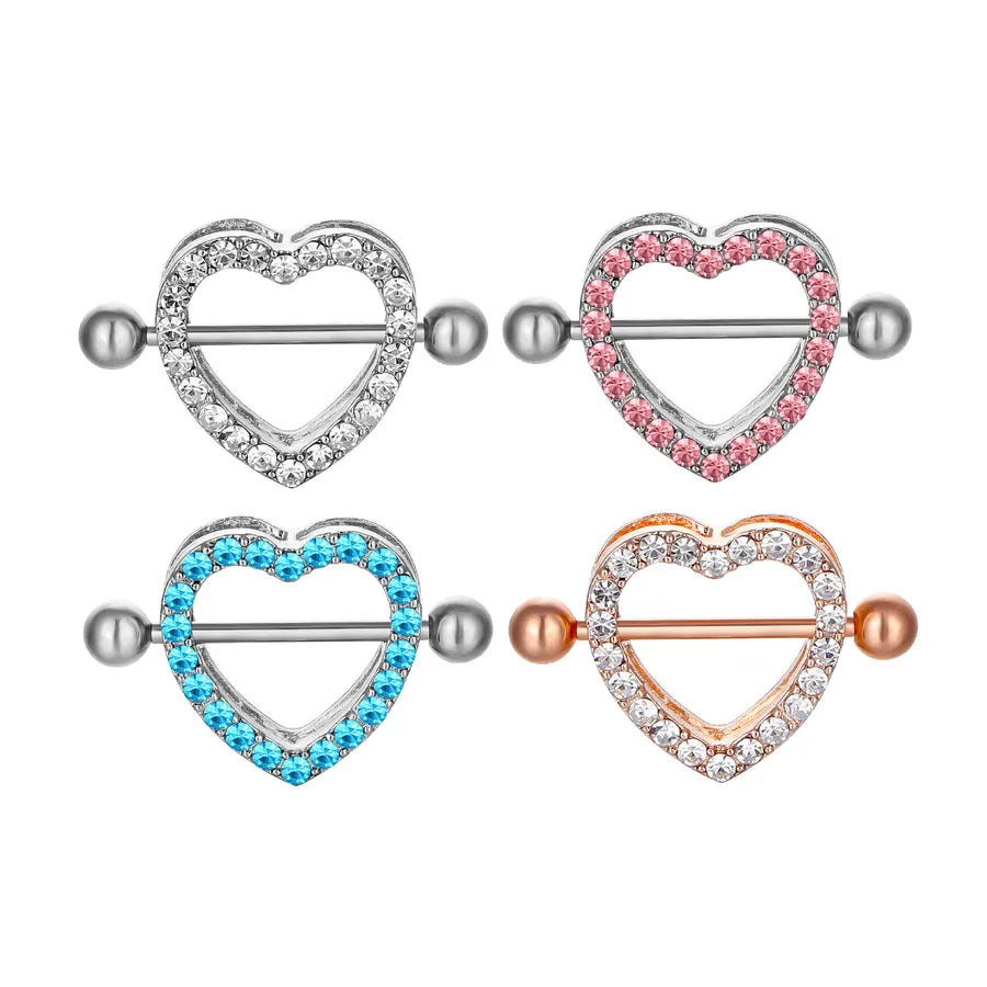 Discover the Allure of the Sexy Heart Stainless Steel Inlay Rhinestones Nipple Ring