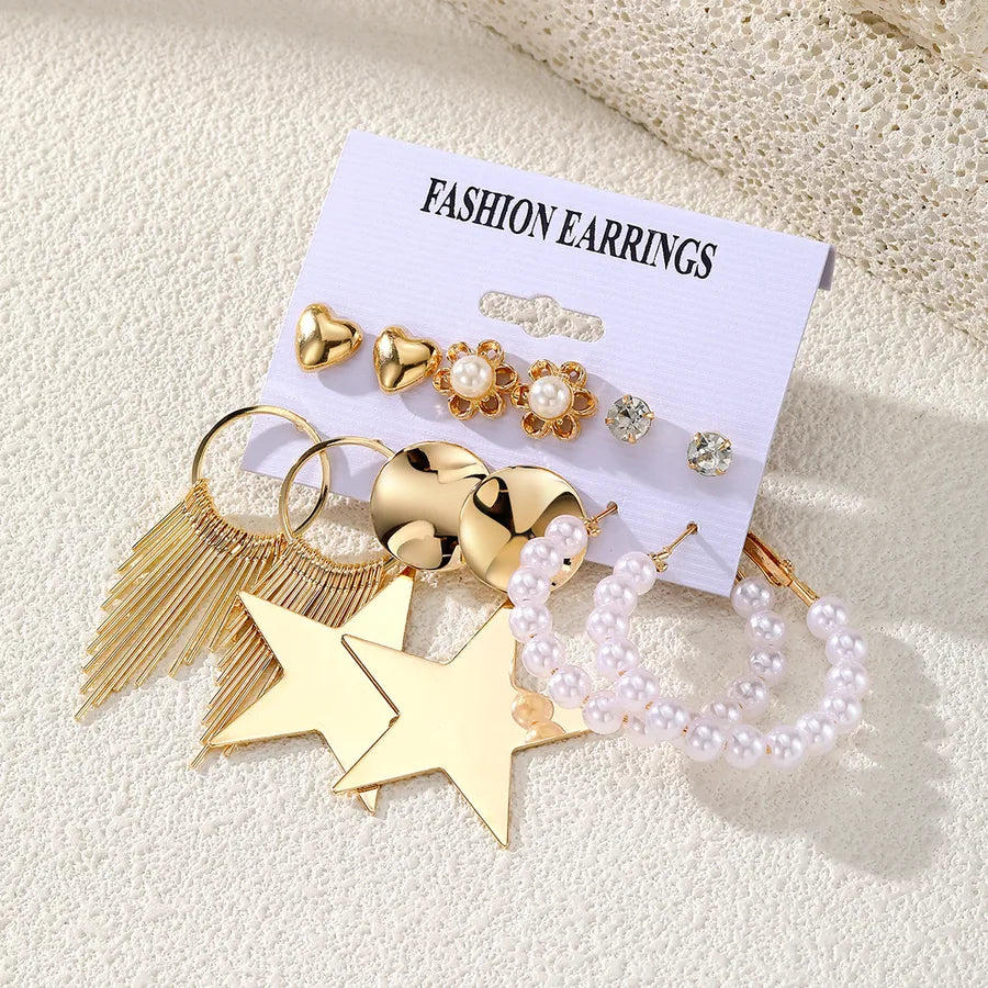 Discover the Elegance of Geometric Star Alloy Pearl Earrings