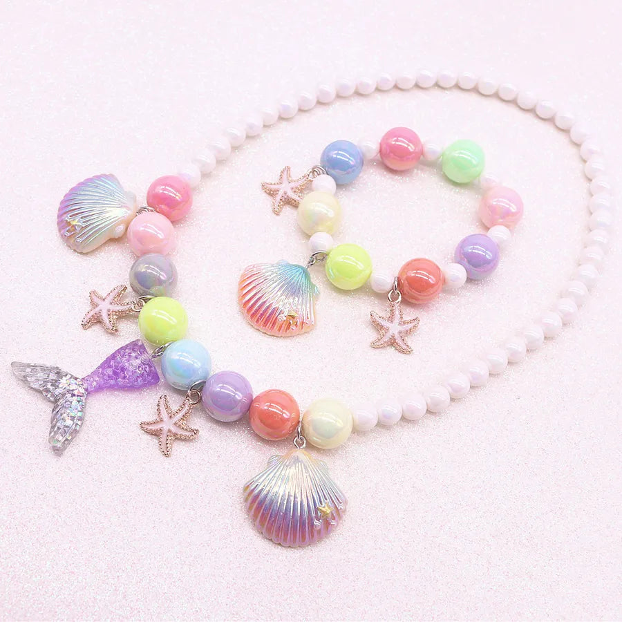 Elevate Your Child's Style with the Shell Fish Tail Necklace & Bracelet Set