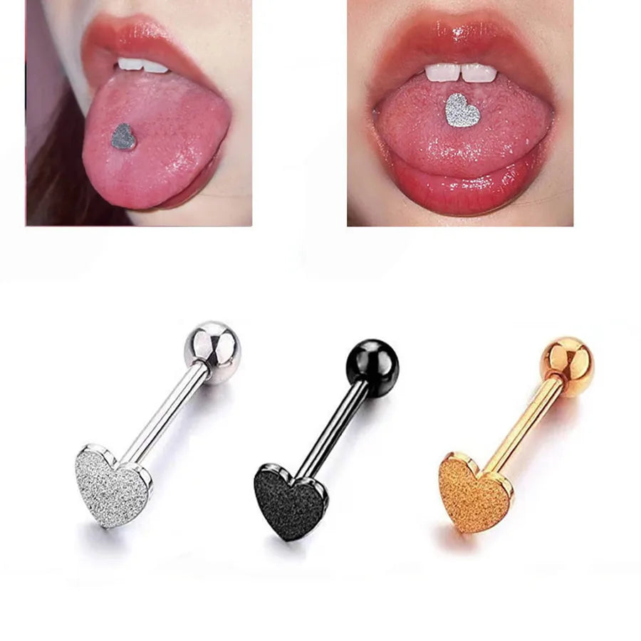 Discover the Elegance of Our Romantic Heart-Shaped Tongue Ring