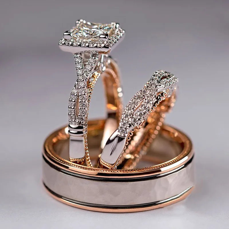 Elevate Your Elegance with Our Fashion Three-Piece Ring in Rose Gold