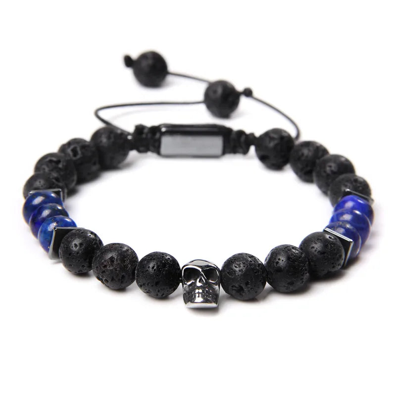 Elevate Your Style with the Adjustable Skull Head Handmade Woven Bracelet