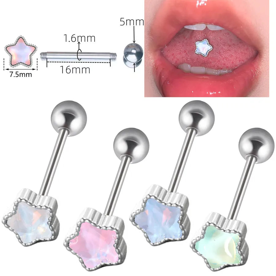 Elevate Your Style with the Aurora Pattern Stainless Steel Tongue Ring