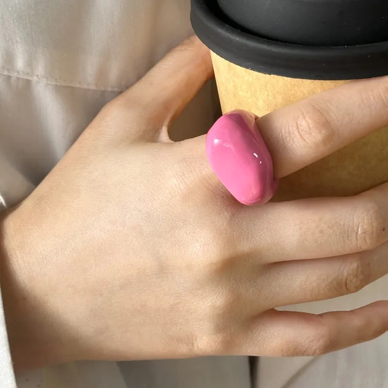 Discover the Elegance of the French Luxurious Pink Resin Ring