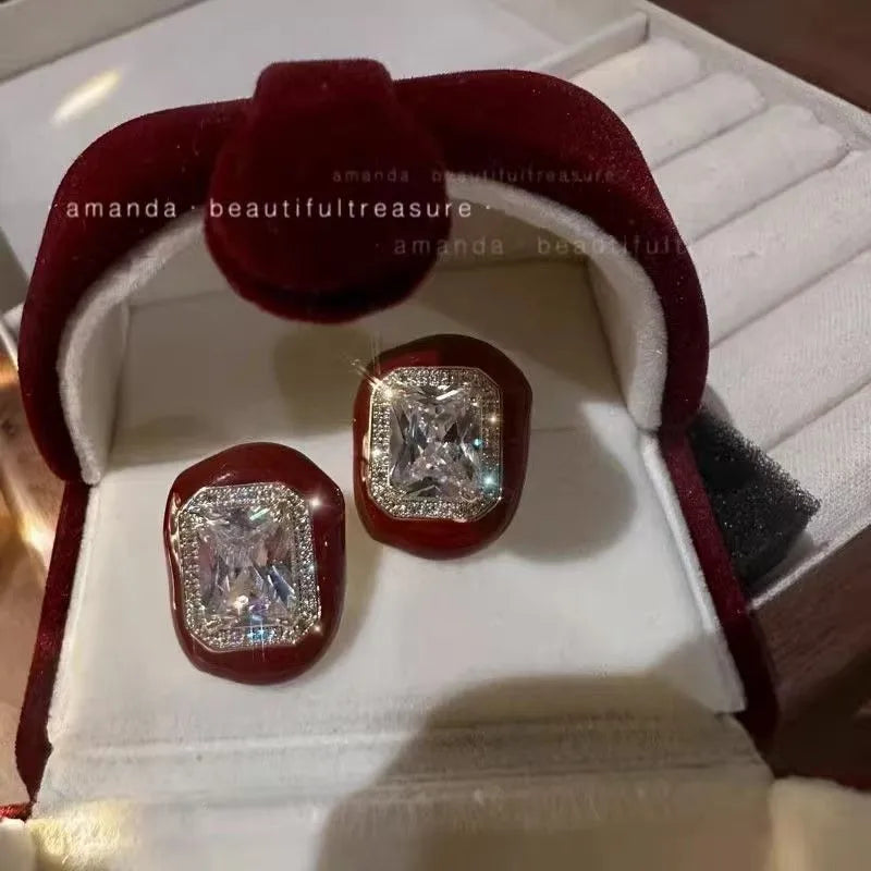 Discover the Elegance of Full Diamond Zircon Square Earrings