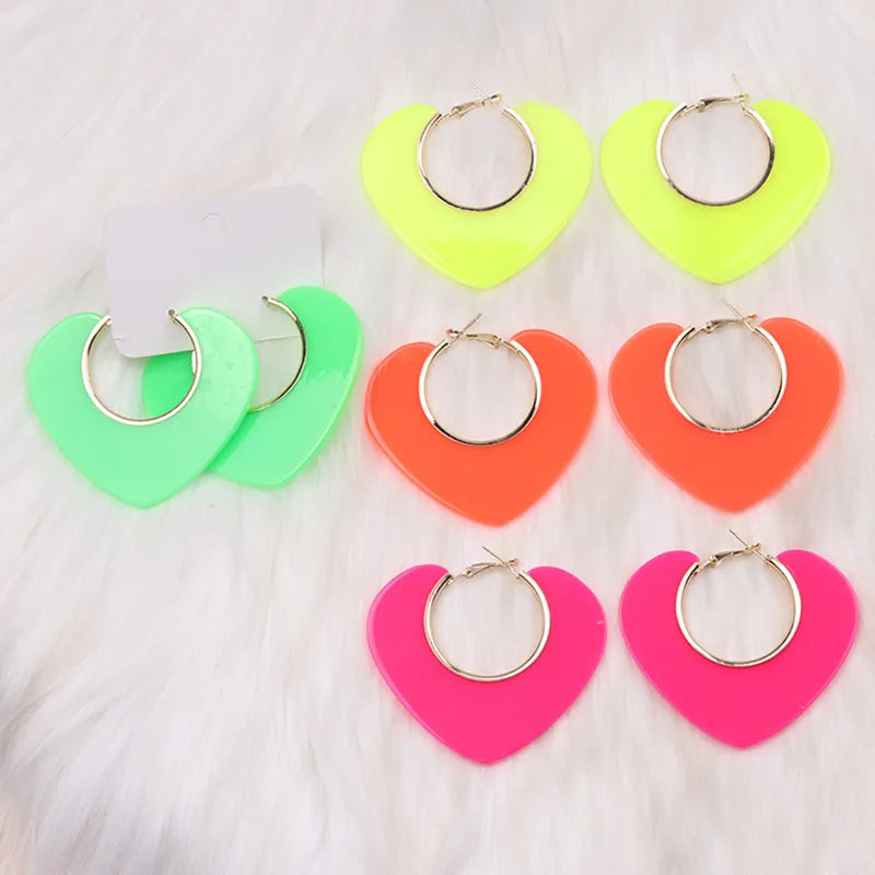 Elevate Your Style with Our Feminine Acrylic Heart-Shaped Earrings