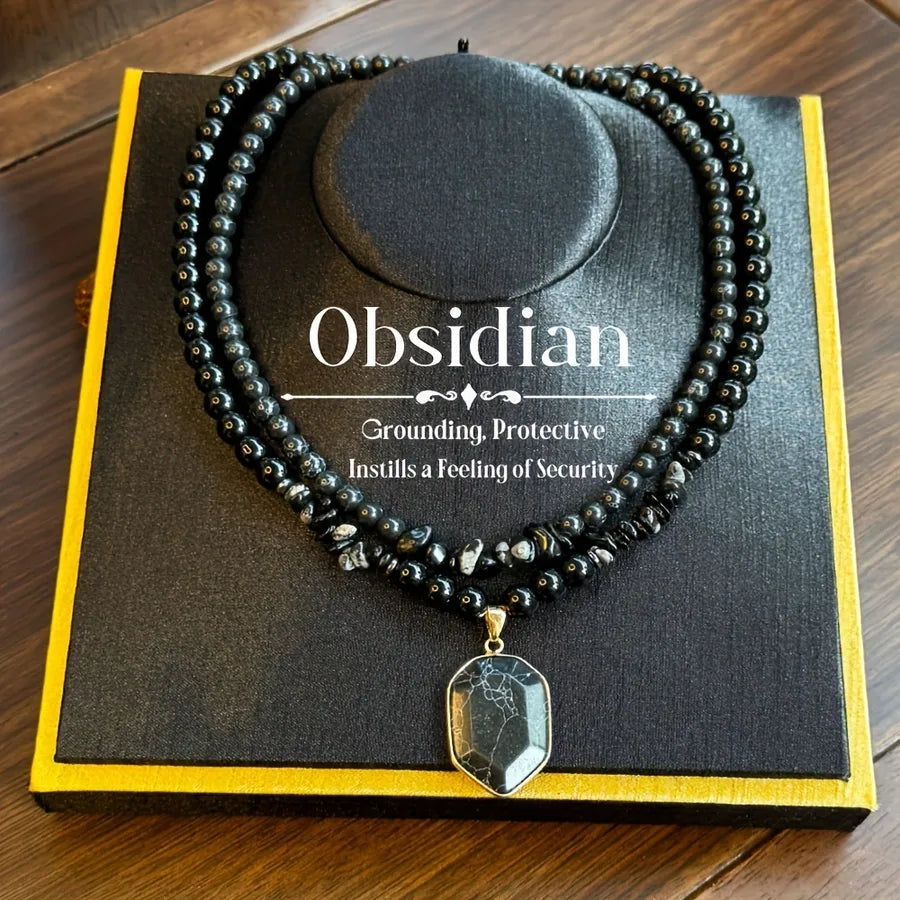 Elevate Your Style with Our Handmade Beaded Black Lava Layered Necklace