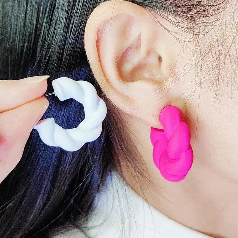 Elevate Your Style with Exaggerated Acrylic C-Shape Twist Earrings