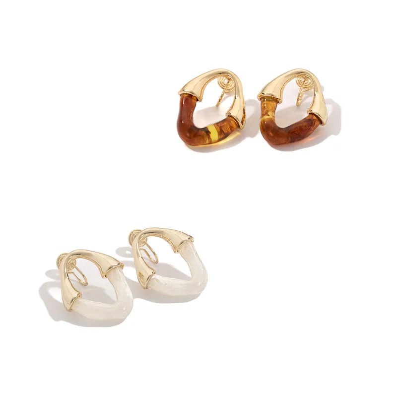 Elevate Your Style with Geometric Color Collision Earrings
