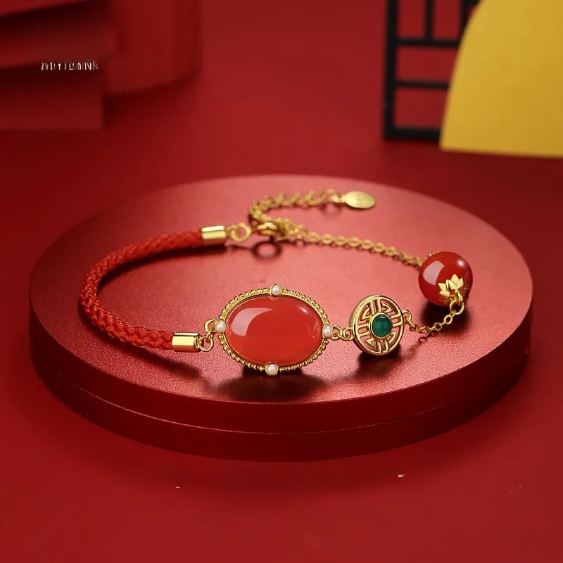 Discover the Elegance of the 925 Sterling Silver Southern Red Agate Bracelet