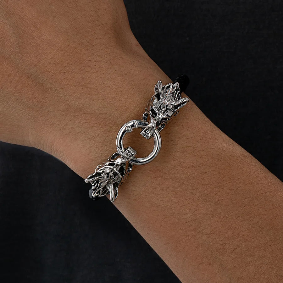 Elevate Your Style with the Men's New Trendy Platinum Plated Animal Style Alloy Bracelet