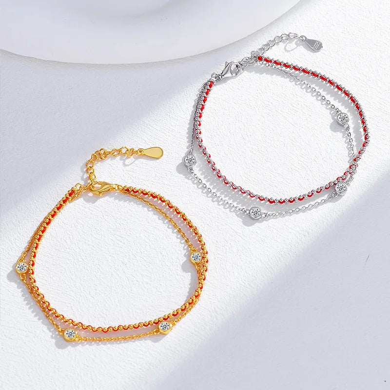Discover the Elegance of the Lucky Red Rope Women's 925 Sterling Silver Bracelet