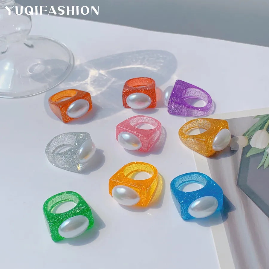 Discover the Elegance of Cool Trendy Pearl Resin Rings for Women