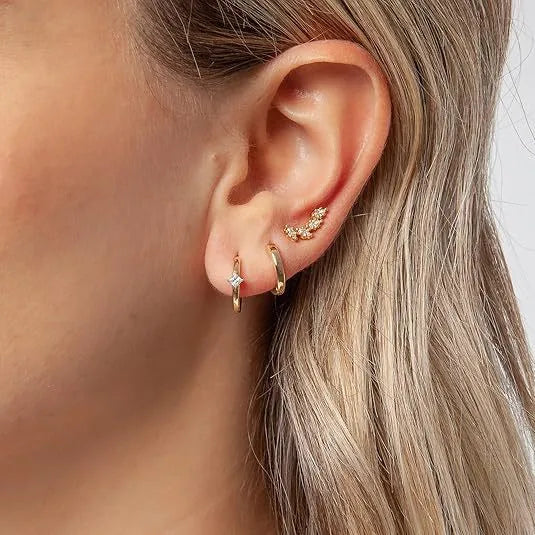 Discover the Elegance of Ultra Light Fashionable Ladies Copper Plated 18K Gold Soft Cartilage Ring Shaped Classic Earrings