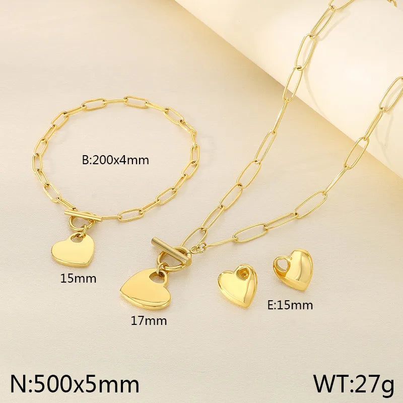 Elevate Your Style with the 18K Gold Plated Heart Shape Jewelry Set