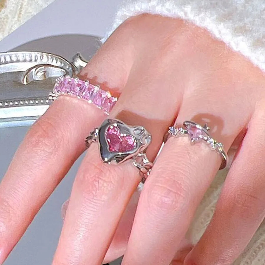 Discover the Elegance of the Pink Heart Thorns Cat Eye Stone Zircon Ring