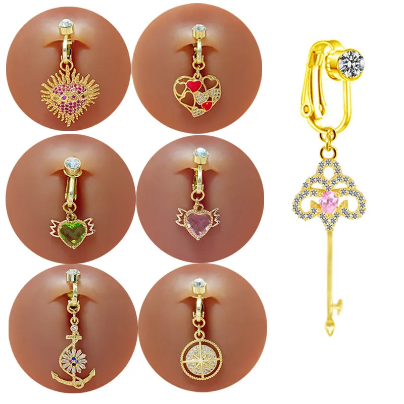 Discover the Elegance of Our Heart-Shaped Gold-Plated Belly Ring