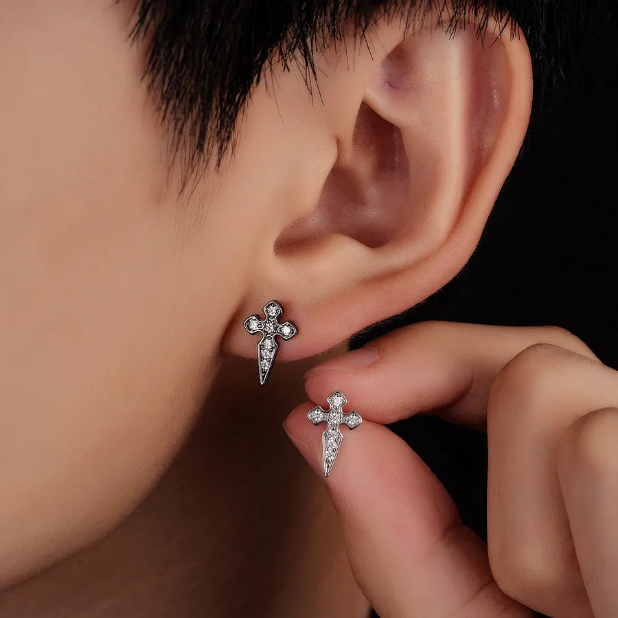Elevate Your Style with Unisex Zircon Cross Earrings