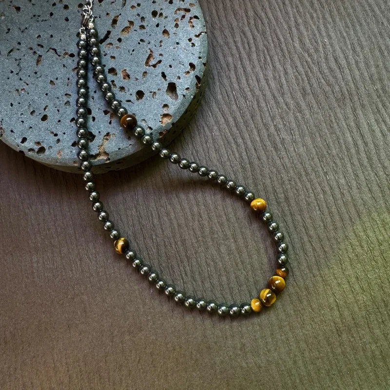 Elevate Your Style with the Gage Men's Vintage Tiger Eye Stone Necklace
