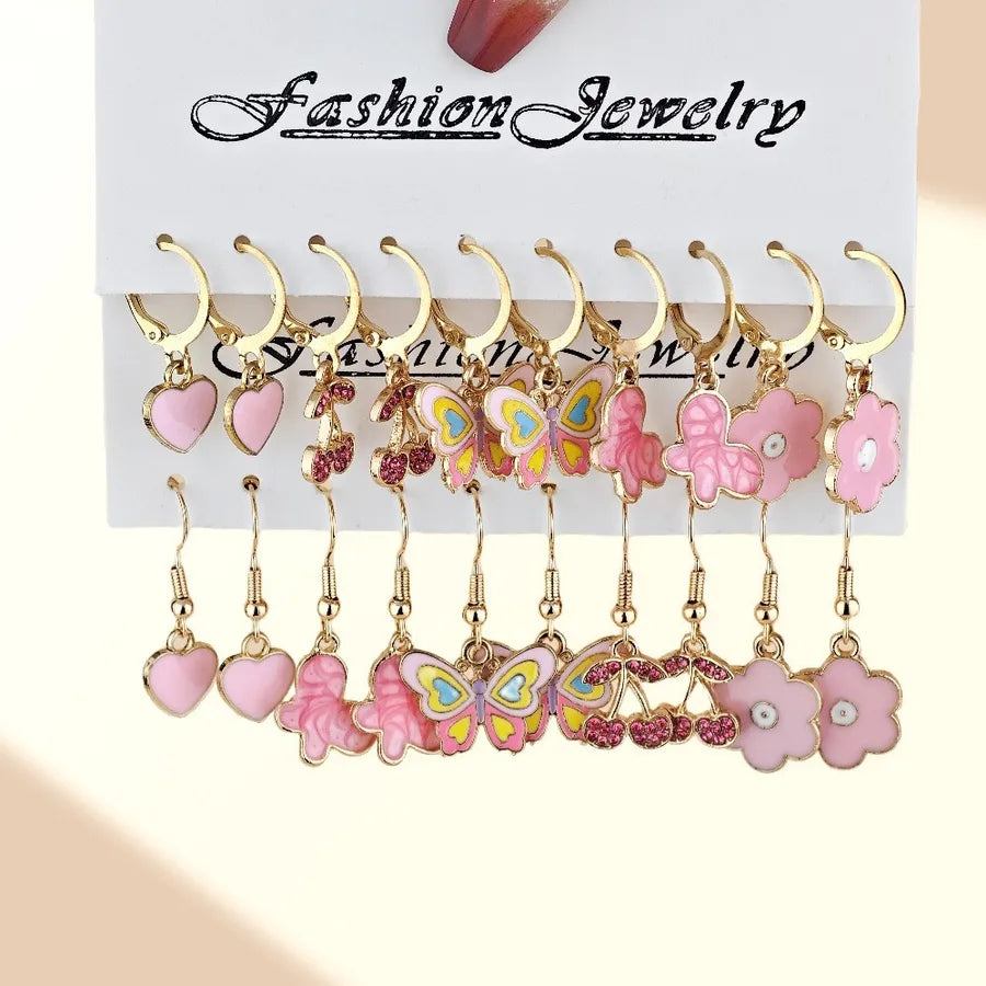 Discover the Elegance of Butterfly Heart Shaped Cherry Pendant Earrings