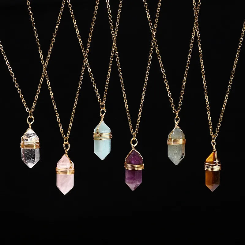 Discover Elegance with Our Handmade Natural Crystal Raw Stone Pendant Necklace
