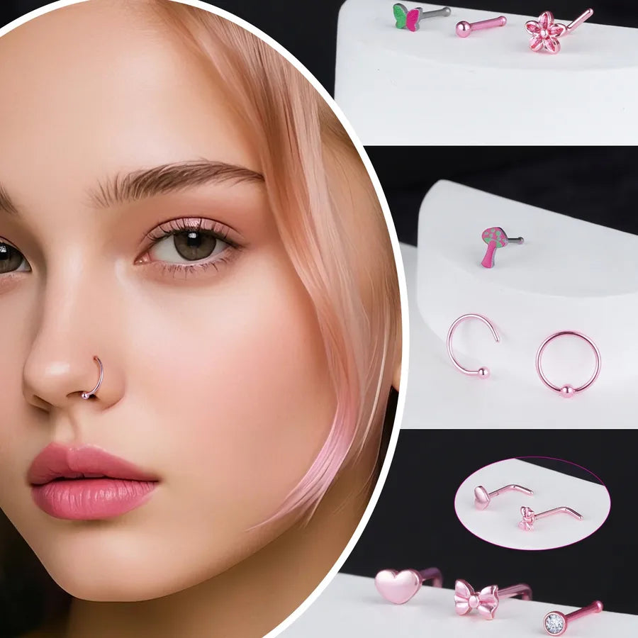 Elevate Your Style with the Stainless Steel 316L C-Shape Butterfly Mushroom Nose Ring