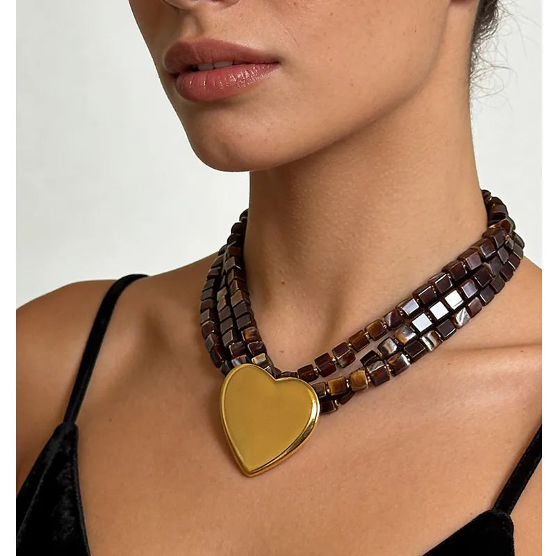 Elevate Your Style with the 1 Piece Multi-layer Resin Beaded Necklace