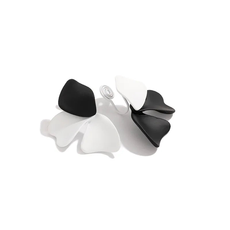 Elevate Your Style with Minimalist Black and White Petal Earrings