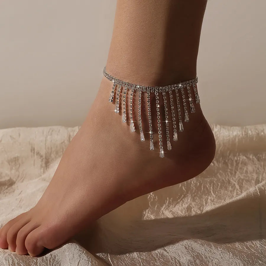 Elevate Your Style with the Fashion Long Tassel Crystal Women's Foot Chain