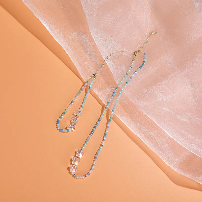 Elevate Your Style with the Butterfly Crystal Beads Necklace and Bracelet Set