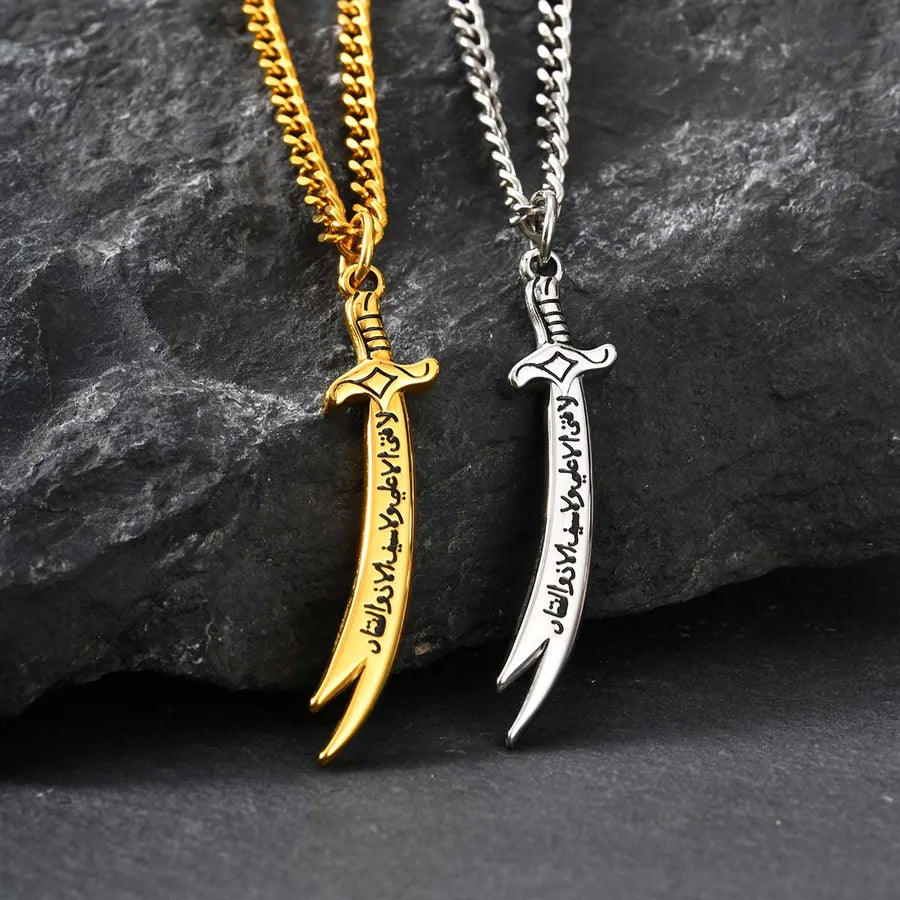 Explore the Timeless Elegance of the Men's 304 Stainless Steel Cultural Zollorfelka Sword Pendant Necklace