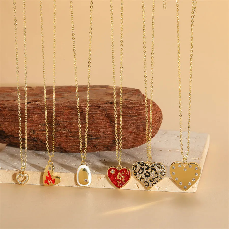 Elevate Your Style with the Simple Style Heart Shape Copper 14k Gold Plated Zircon Pendant Necklace