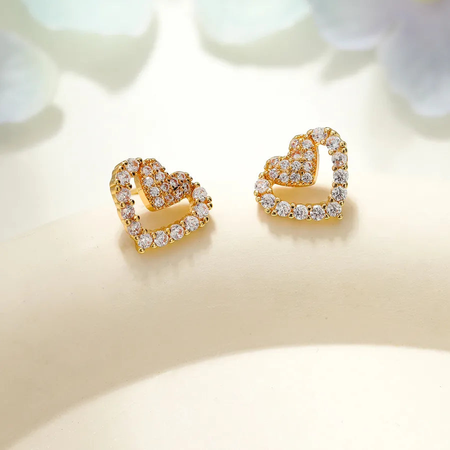 Elegant Full Drill Micro Paved Heart Shaped Earrings: A Touch of Luxury