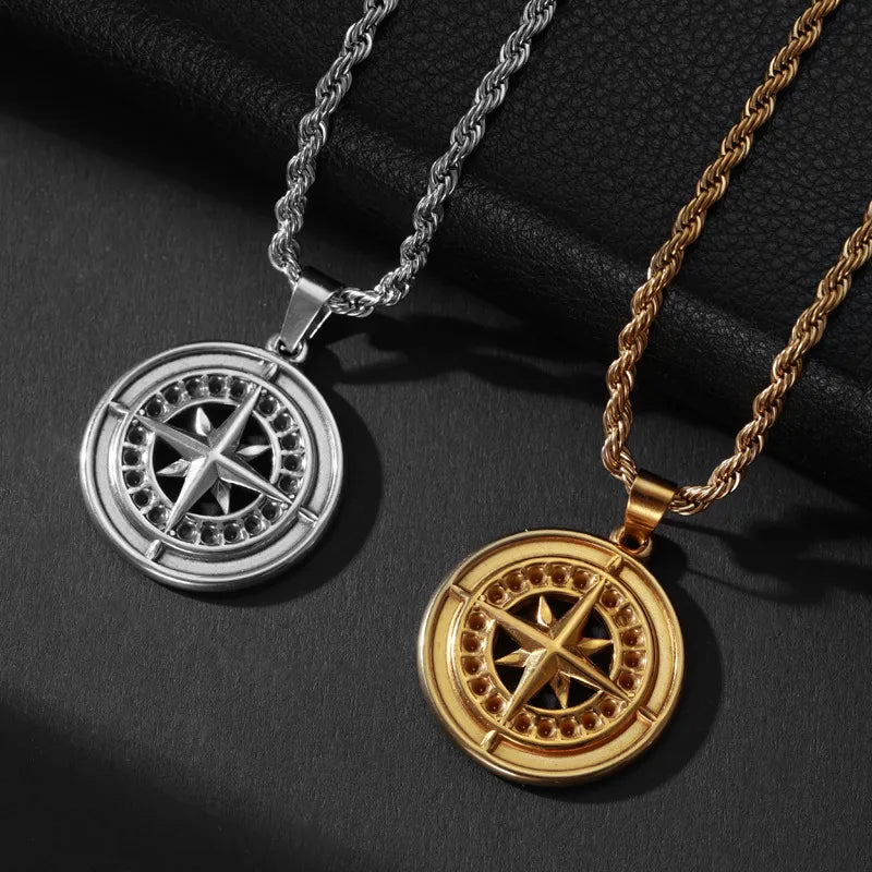 Discover the Elegance of Our Titanium Steel Compass Necklace